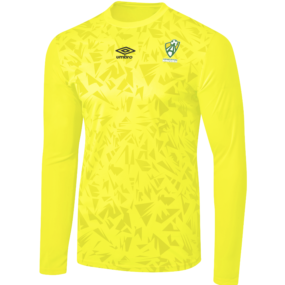 Metro Teams Ashburton GK Yellow Jersey- Front of shirt: The Pass, Left sleeve: Highbury Plumbing