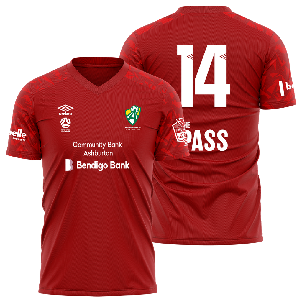 Senior Ashburton Scatter Velocity Red Jersey- Sponsor Logos
